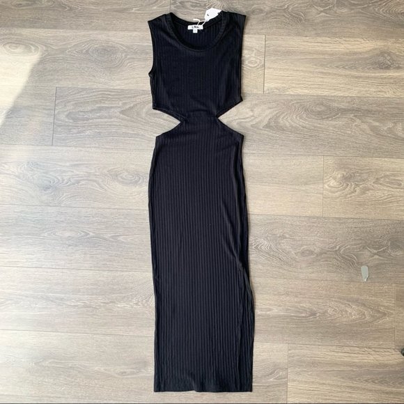 Revolve LNA Ribbed Midi Union Dress Black Size XS - Picture 2 of 16